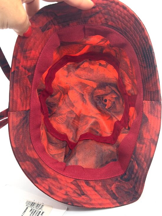 Valentino Garavani Nylon Red Floral Rose Print Bow Bucket Rain Hat main image 4